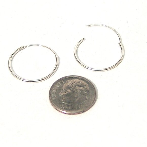 Sterling Silver Endless Hoop Earrings 7/8 inch Hand Polished 1.2 mm wide - Picture 3 of 3